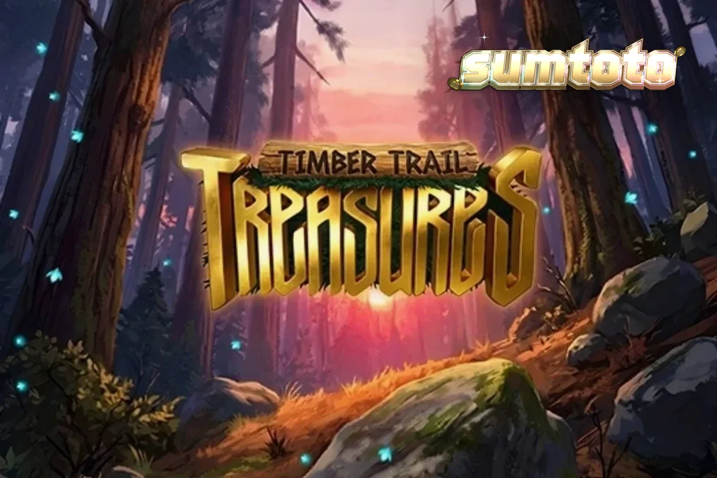 Pemandangan hutan mistis dan simbol kayu dalam slot Timber Trail Treasures